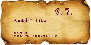 Vankó Tibor névjegykártya